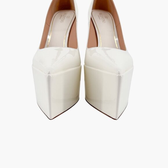 Valentino Garavani Tan-Go Platform Pumps EU 41 US 11 White Pointed High Heel - Picture 6 of 13